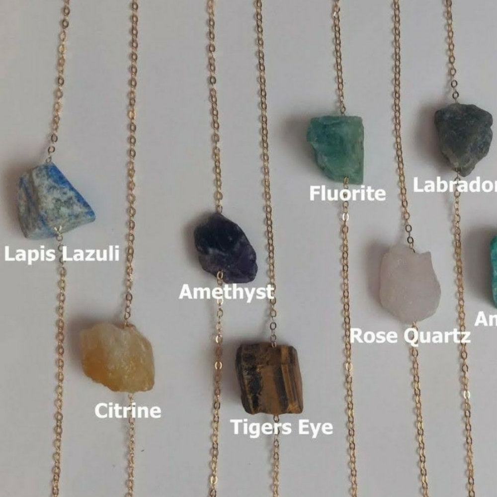 🔮 Raw natural rough crystal 🔮 stone pendant necklace